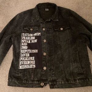 Black XL jean jacket with Taylor Swift detailing
